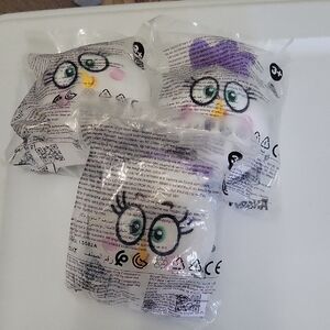Adorable Plush Owl Toy - White, Purple, Yellow